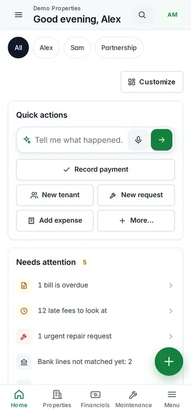 Property management platform on a phone