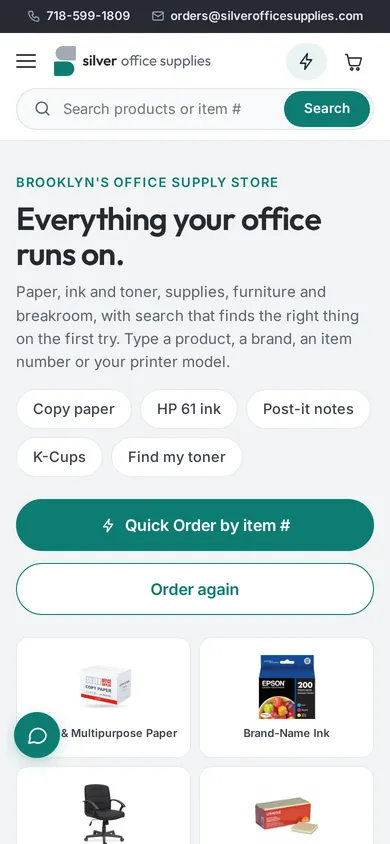 Silver Office Supplies on a phone